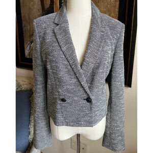 NWT Women's Rag & Bone $600 Gray White Tweed Double-Breasted Blazer Size 8